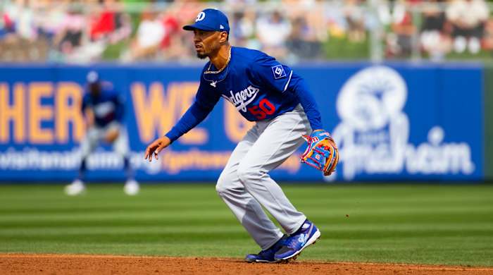 Mookie Betts in the infield